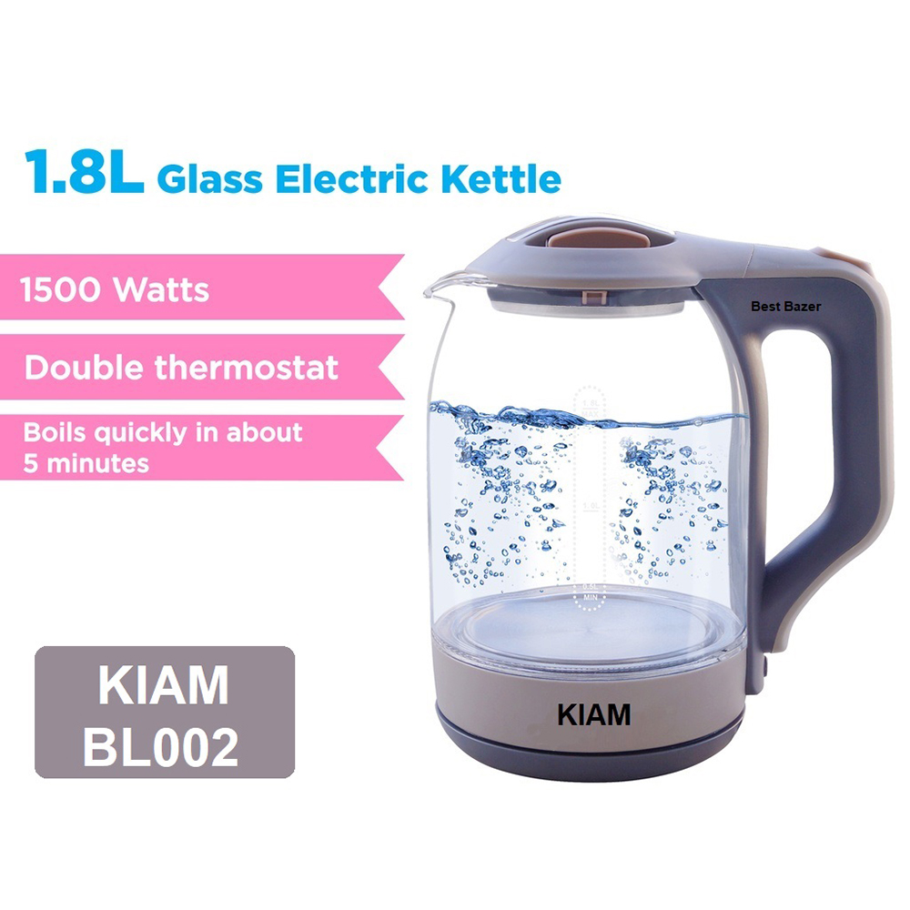 Kiam Electric Kettle (Glass) BL-002 (1.8Ltr)