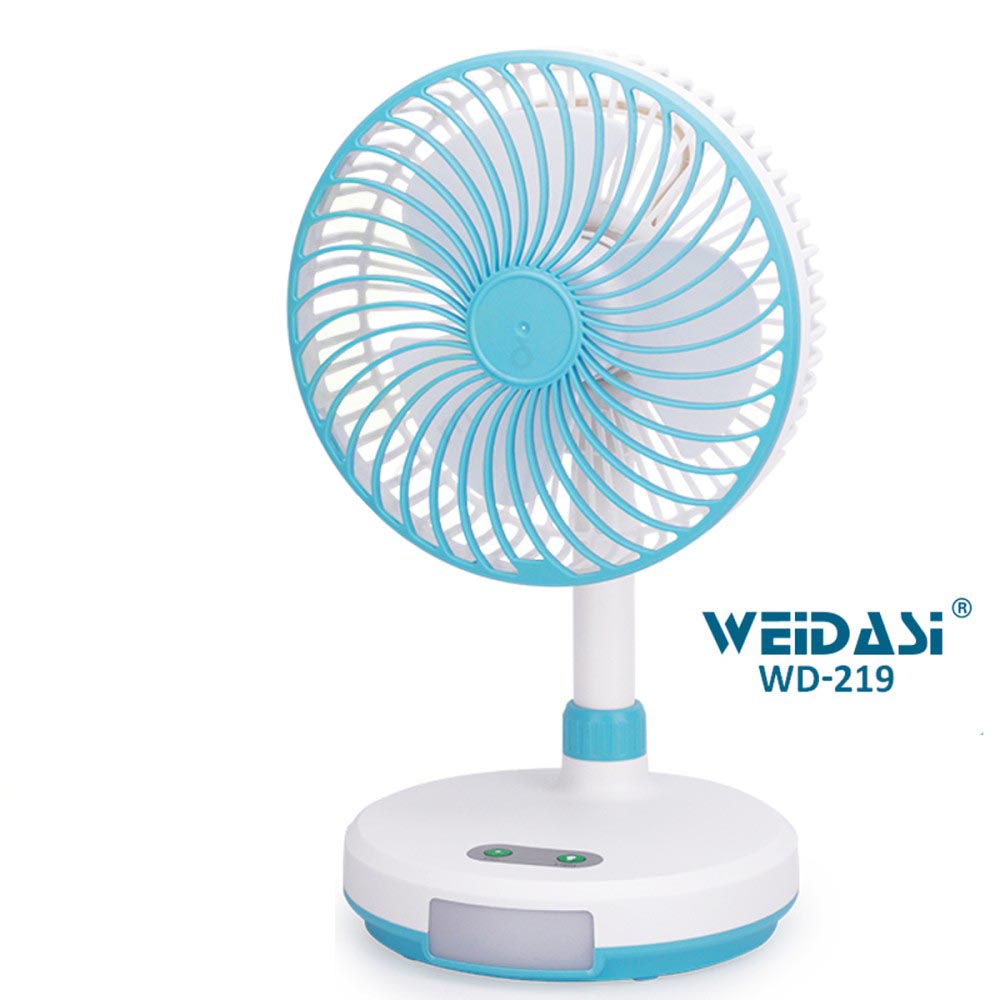Weidasi Rechargeable Mini Fan With Side Light 3-Speed Switch USB Port WD-219