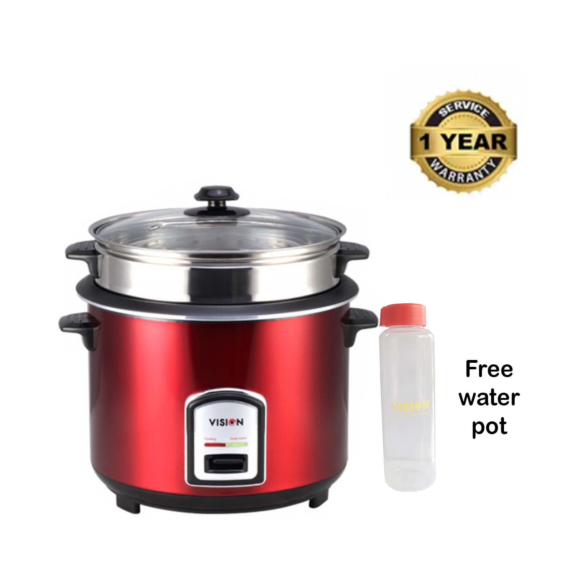 VISION Rice Cooker 1.8 L REL-40-06 SS Red (Double Pot) free water pot