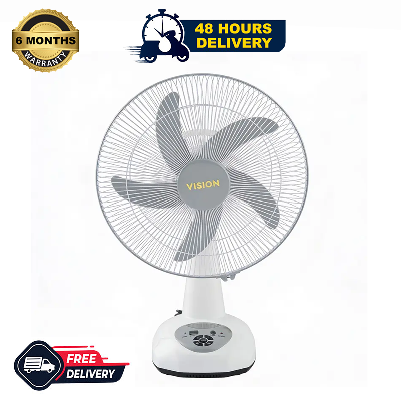 VISION Rechargeable Table Fan-16'' White